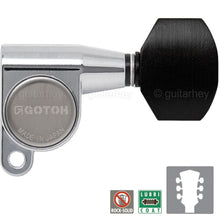 Load image into Gallery viewer, NEW Gotoh SG360-EN07 L3+R3 Mini Tuning Keys w/ Small EBONY Buttons 3x3 - CHROME