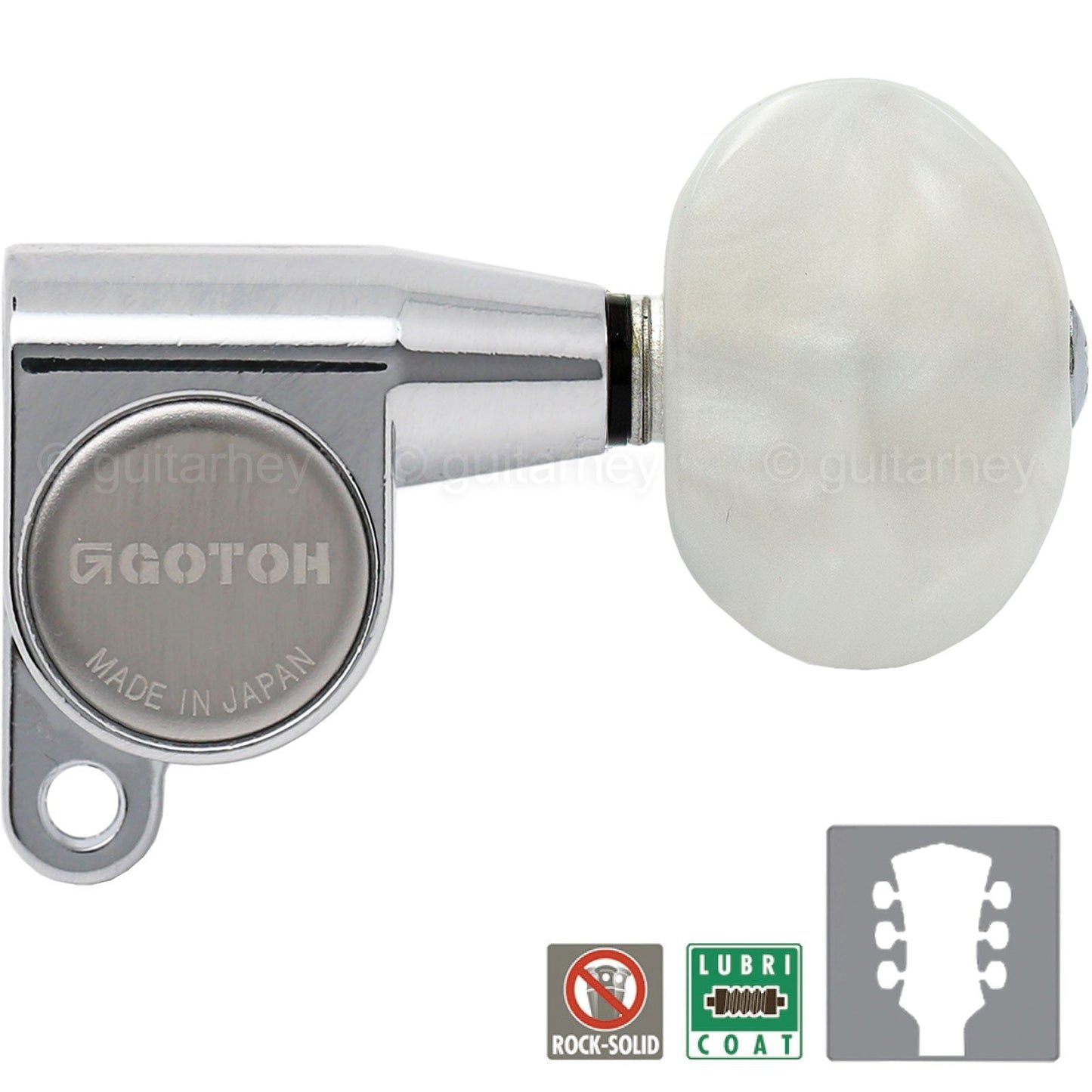 NEW Gotoh SG360-P1 L3+R3 Tuning Keys w/ LARGE PEARLOID Buttons 3x3 - CHROME