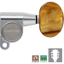 Load image into Gallery viewer, NEW Gotoh SG360-P2 L3+R3 Tuning Keys Set w/ LARGE AMBER Buttons 3x3 - CHROME