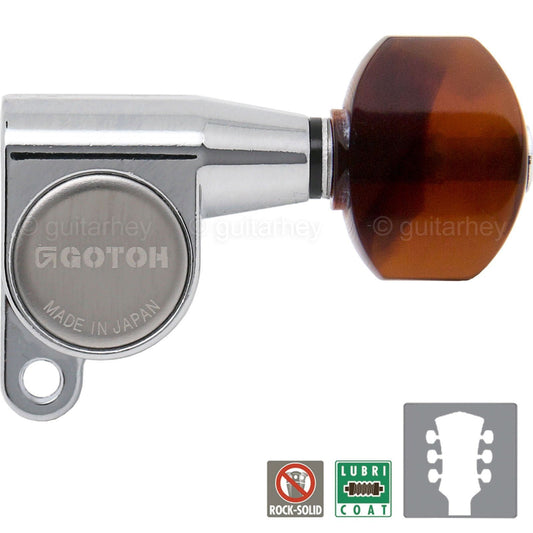NEW Gotoh SG360 Mini Schaller Style Tuning Keys TORTOISE buttons 3x3 - CHROME