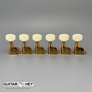 NEW Gotoh SG360-M07 MG Magnum Locking Set 6 in line Tuners IVORY Buttons - GOLD