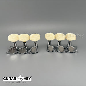 NEW Gotoh SG360-M01 L3+R3 Tuning Keys Set w/ LARGE IVORY Buttons 3x3 - CHROME