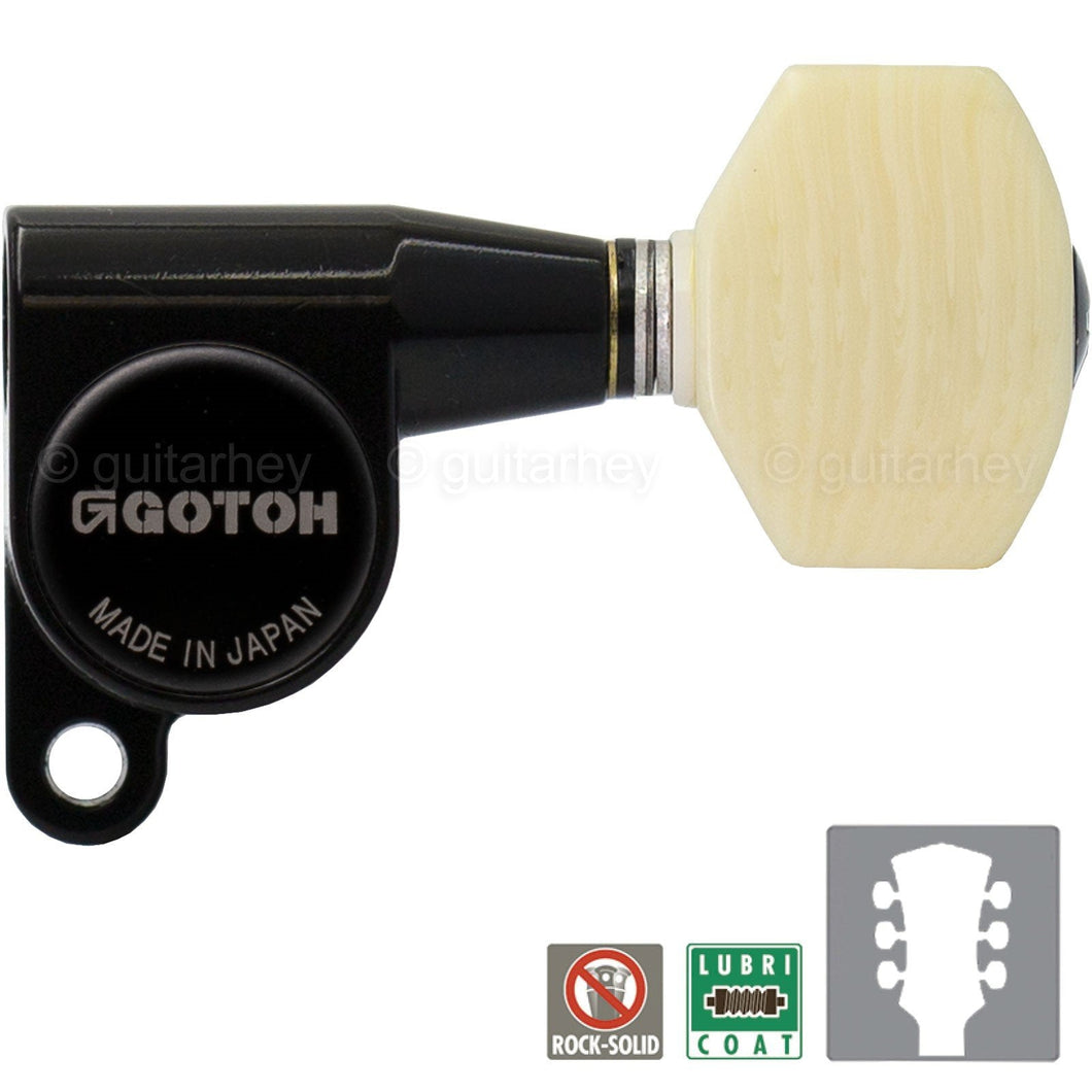 NEW Gotoh SG360-M07 Tuners Schaller Style Mini Keys IVORY Buttons 3x3 - BLACK