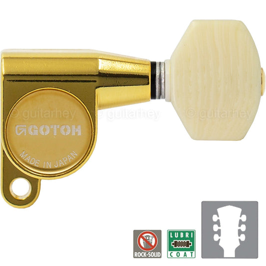 NEW Gotoh SG360-M07 L3+R3 Mini Tuners w/ IVORY Buttons 3x3 - GOLD