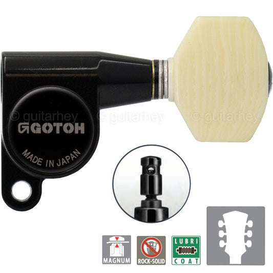 NEW Gotoh SG360-M07 MG Magnum Locking L3+R3 IVORY Style Buttons Set 3x3 - BLACK
