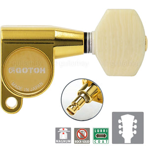 NEW Gotoh SG360-M07 MG L3+R3 Locking Tuning Keys w/ IVORY Buttons 3x3 - GOLD