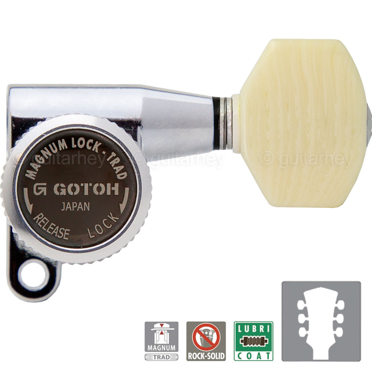 NEW Gotoh SG360-M07 MGT Magnum Locking MINI keys L3+R3 Set w Screws 3x3 - CHROME