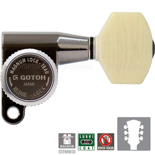 NEW Gotoh SG360-M07 MGT Locking Tuners L3+R3 Tuning Keys 3x3 - COSMO BLACK