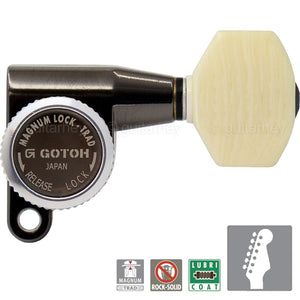 NEW Gotoh SG360-M07 MGT 6 In-Line MAGNUM Locking IVORY STYLE Buttons COSMO BLACK