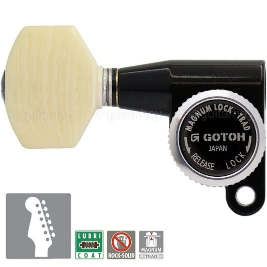 NEW Gotoh SG360-M07 MGT Magnum Locking LEFT-HANDED 6 In-Line Set Screws - BLACK