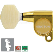 Load image into Gallery viewer, NEW Gotoh SG360-M07 LEFT-HANDED 6-In-Line Mini Tuning Keys IVORY Buttons - GOLD