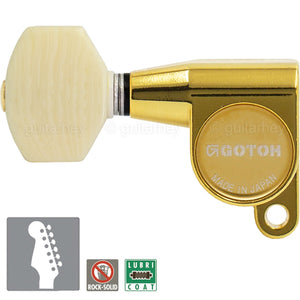 NEW Gotoh SG360-M07 LEFT-HANDED 6-In-Line Mini Tuning Keys IVORY Buttons - GOLD