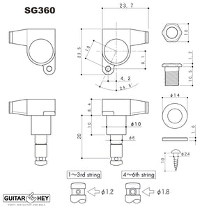 NEW Gotoh SG360-M07 MG Magnum Locking Set 6 in line Tuners IVORY Buttons - GOLD