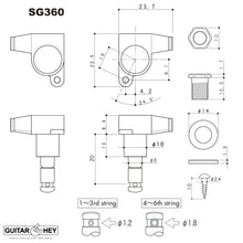 Carregar imagem no visualizador da galeria, NEW Gotoh SG360-M07 MG Magnum Locking Set 6 in line Tuners IVORY Buttons - GOLD