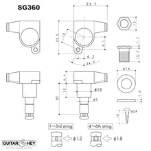 Load image into Gallery viewer, NEW Gotoh SG360-07 MG MINI Locking Keys Set 6 in line Schaller Style - BLACK