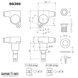 NEW Gotoh SG360-M07 MG L3+R3 Locking Tuning Keys w/ IVORY Buttons 3x3 - GOLD