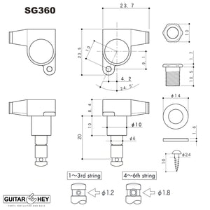 NEW Gotoh SG360-20 MG Magnum Locking Tuners L3+R3 w/ DOMED Buttons 3x3 - CHROME