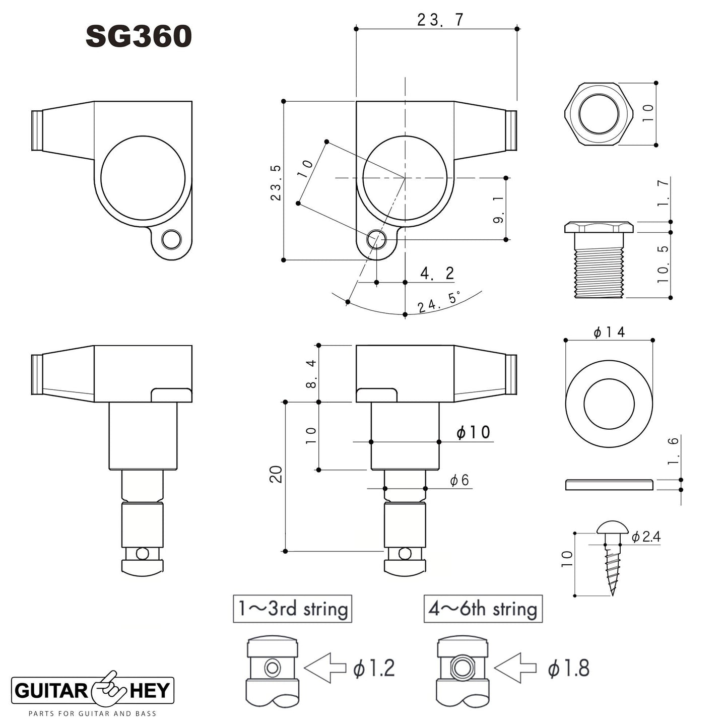 NEW Gotoh SG360-05P1 MG Magnum Locking Tuners L3+R3 OVAL PEARLOID 3x3 - CHROME