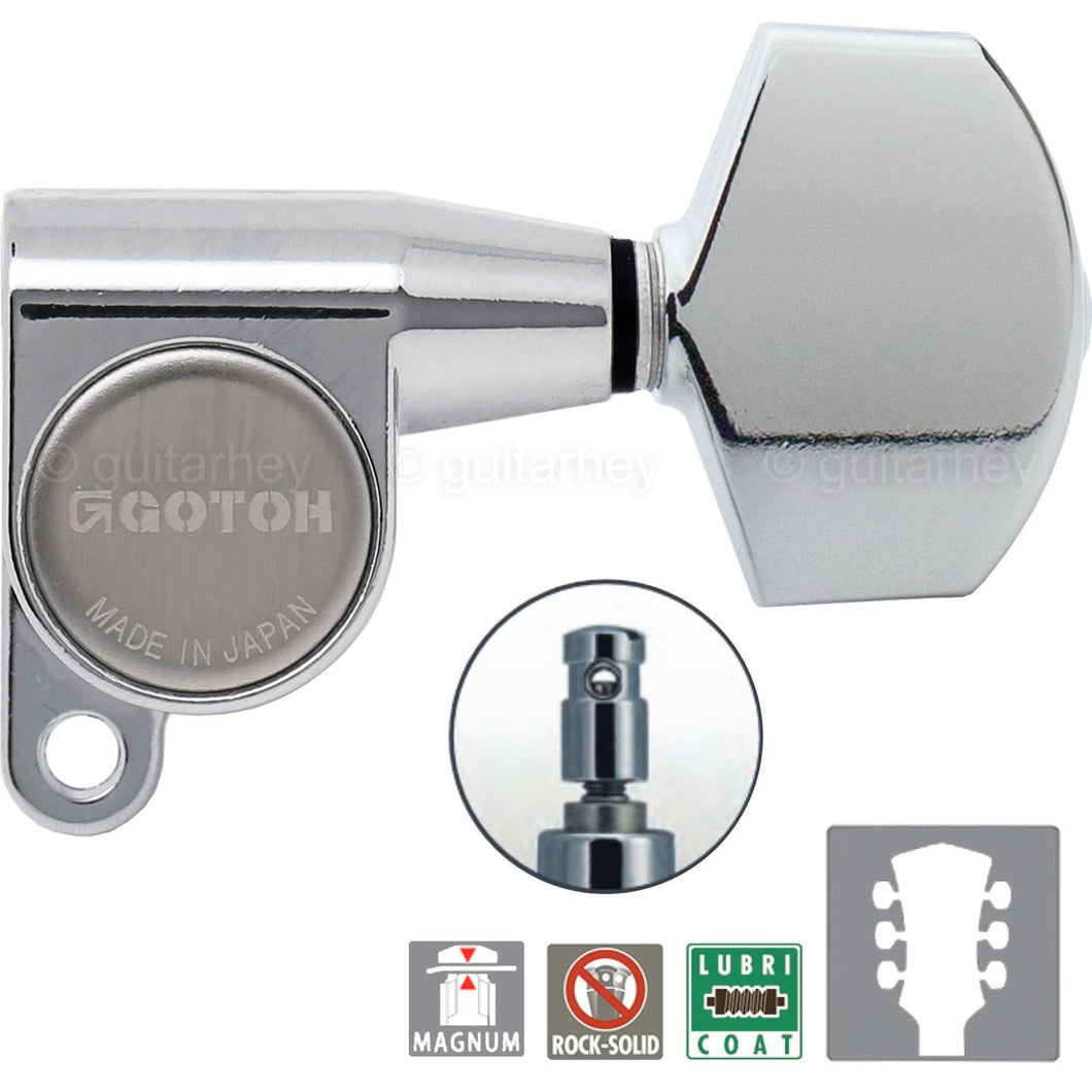 NEW Gotoh SG360-01 MG Magnum Locking Tuners L3+R3 w/ LARGE Buttons 3x3 - CHROME