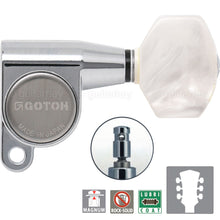 Load image into Gallery viewer, NEW Gotoh SG360-P7 MG Magnum Locking Tuners L3+R3 PEARLOID Buttons 3x3 - CHROME