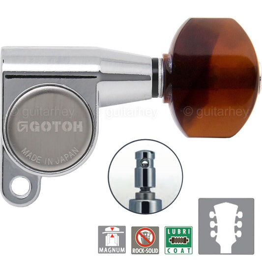 NEW Gotoh SG360 MG Magnum Locking Tuners L3+R3 w/ TORTOISE Buttons 3x3 - CHROME