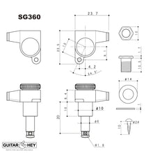 Load image into Gallery viewer, NEW Gotoh SG360-07 MGT Locking Tuners L3+R3 SMALL Buttons Keys 3x3 - BLACK