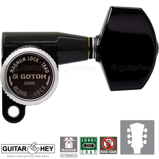 NEW Gotoh SG360-01 MGT Locking Mini M6 Stye Tuners w/ LARGE Buttons 3x3 - BLACK