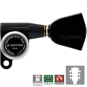 NEW Gotoh SG360-04 MGT Locking Tuners L3+R3 KEYSTONE Buttons Keys 3x3 - BLACK