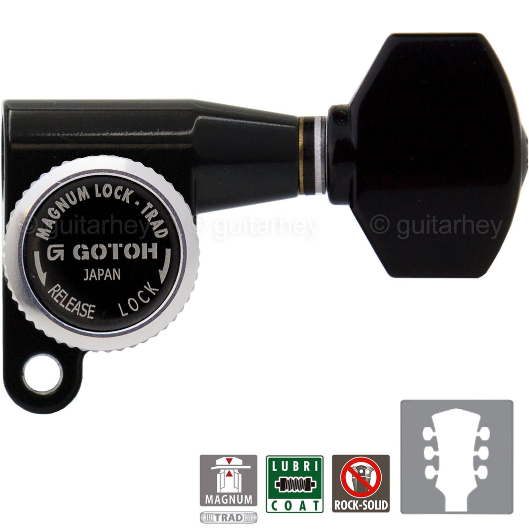 NEW Gotoh SG360-07 MGT Locking Tuners L3+R3 SMALL Buttons Keys 3x3 - BLACK