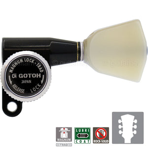NEW Gotoh SG360-P4N MGT Locking Tuners L3+R3 KEYSTONE Buttons Keys 3x3 - BLACK