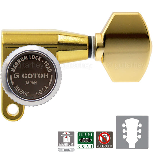 NEW Gotoh SG360-07 MGT Locking Mini M6 Stye Tuners w/ SMALL Buttons 3x3 - GOLD