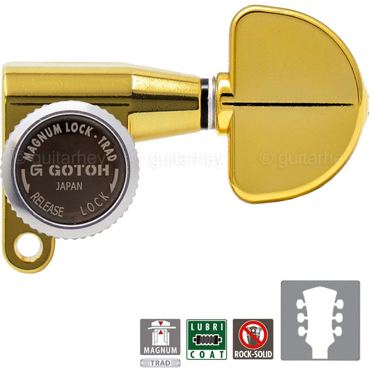 NEW Gotoh SG360-20 MGT Locking Mini M6 Stye Tuners w/ DOMED Buttons 3x3 - GOLD