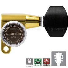 Load image into Gallery viewer, NEW Gotoh SG360-EN07 MGT Locking Tuners L3+R3 w/ Small EBONY Buttons 3x3 - GOLD