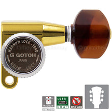 Load image into Gallery viewer, NEW Gotoh SG360 MGT L3+R3 LOCKING Mini Tuners w/ TORTOISE Buttons 3x3 - GOLD