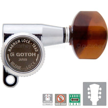 Load image into Gallery viewer, NEW Gotoh SG360 MGT 6 In-Line Set Mini Magnum Locking TORTOISE Buttons - CHROME