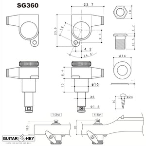 NEW Gotoh SG360-07 MGT 6 In-Line Guitar Tuners Locking MAGNUM LOCK - COSMO BLACK