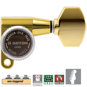 NEW Gotoh SG360-07 MGT 6 In-Line Set Non-Staggered Locking Tuners Keys - GOLD