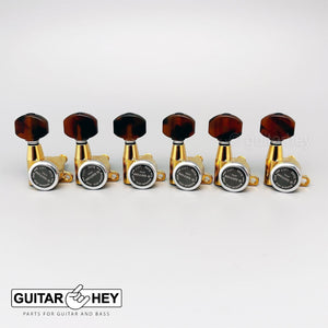 NEW Gotoh SG360 MGT 6-in-line LOCKING Mini Tuners w/ TORTOISE Buttons - GOLD