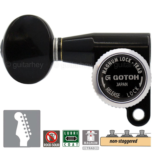 NEW Gotoh SG360-05 MGT 6 In-Line Non-Staggered Locking Mini LEFT-HANDED - BLACK