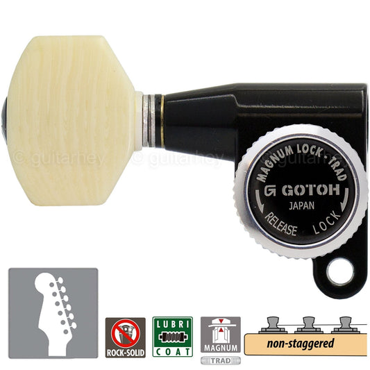 NEW Gotoh SG360-M07 MGT 6 In-Line Non-Staggered Locking Mini LEFT-HANDED, BLACK