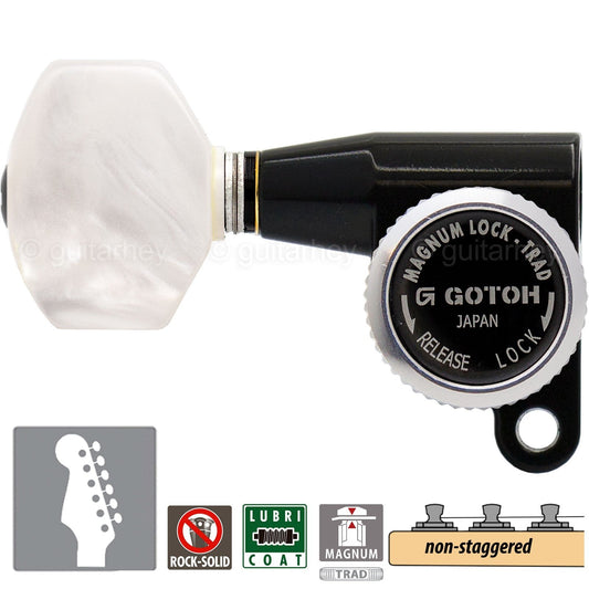 NEW Gotoh SG360-P7 MGT 6 In-Line Non-Staggered Locking Mini LEFT-HANDED - BLACK