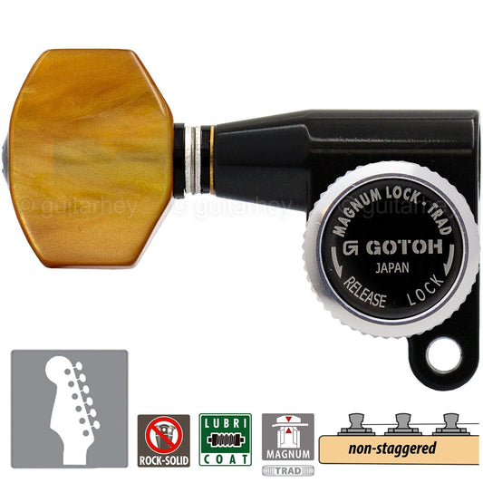 NEW Gotoh SG360-P8 MGT 6 In-Line Non-Staggered Locking Mini LEFT-HANDED - BLACK