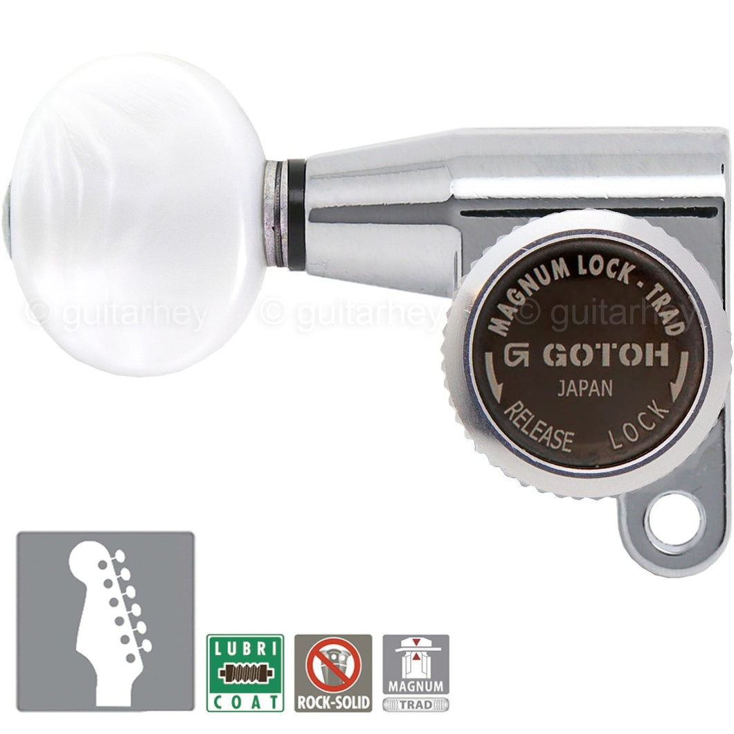 Gotoh SG360-05P1 MGT 6 In-Line MAGNUM Locking PEARLOID Mini LEFT-HANDED - CHROME