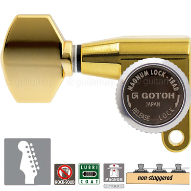 NEW Gotoh SG360-07 MGT 6 In-Line NON-STAG Locking Mini Tuners LEFT-HANDED - GOLD