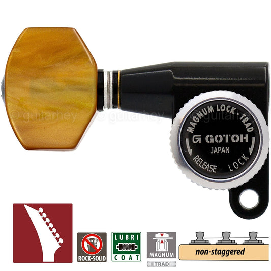 NEW Gotoh SG360-P8 MGT 7 In-Line Set Locking TREBLE SIDE Non-Staggered - BLACK