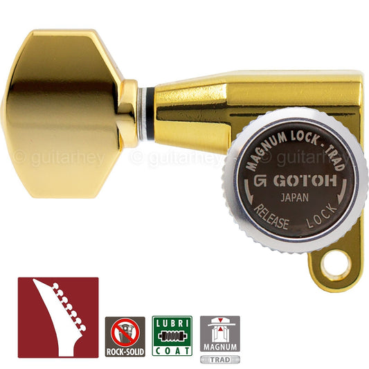 NEW Gotoh SG360-07 MGT 7 In-Line Locking Tuners TREBLE SIDE Non-Staggered - GOLD