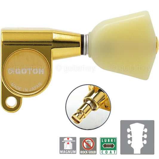 NEW Gotoh SG360-P4N MG L3+R3 Locking Tuning Keys KEYSTONE Buttons 3x3 - GOLD