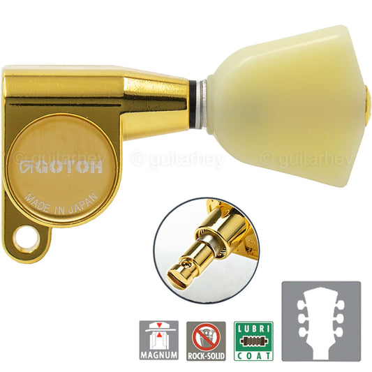 NEW Gotoh SG360-P4N MG L3+R3 Locking Tuning Keys KEYSTONE Buttons 3x3 - GOLD