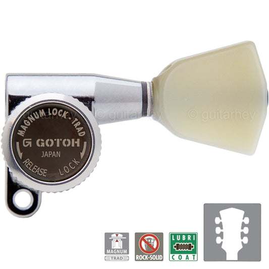 NEW Gotoh SG360-P4N MGT Locking Tuners L3+R3 Keys KEYSTONE Buttons 3x3 - CHROME
