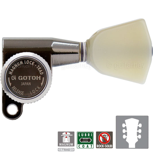 NEW Gotoh SG360-P4N MGT Locking Tuners L3+R3 KEYSTONE Buttons 3x3 - COSMO BLACK